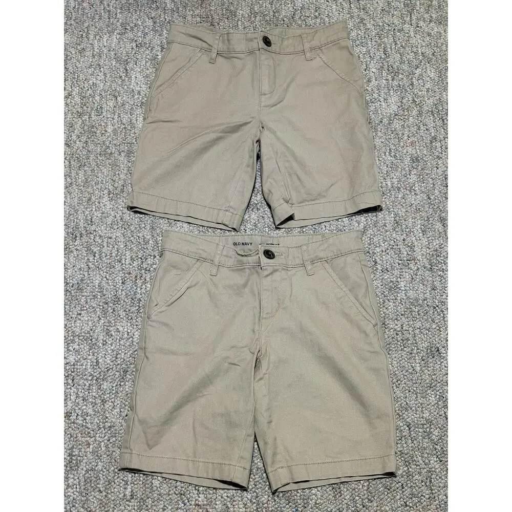 Lot Of 2 Old Navy Girls Uniform Dress Bermuda Shorts Khaki Adjustable Size 10